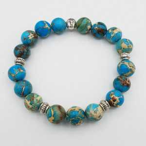 Stretch bracelet with blue Sediment Jasper