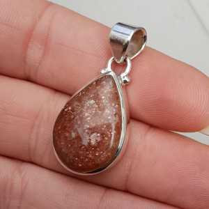 Silver pendant set with oval Sunstone