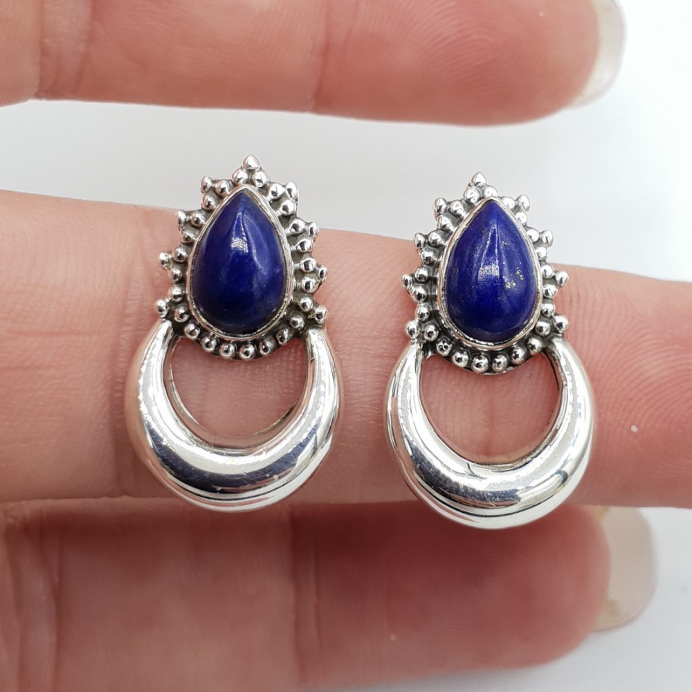 Silver moon oorknoppen-set mit Lapislazuli