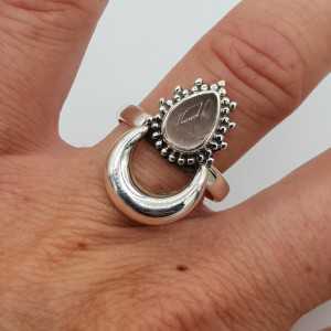 Zilveren maan ring gezet met Rozenkwarts