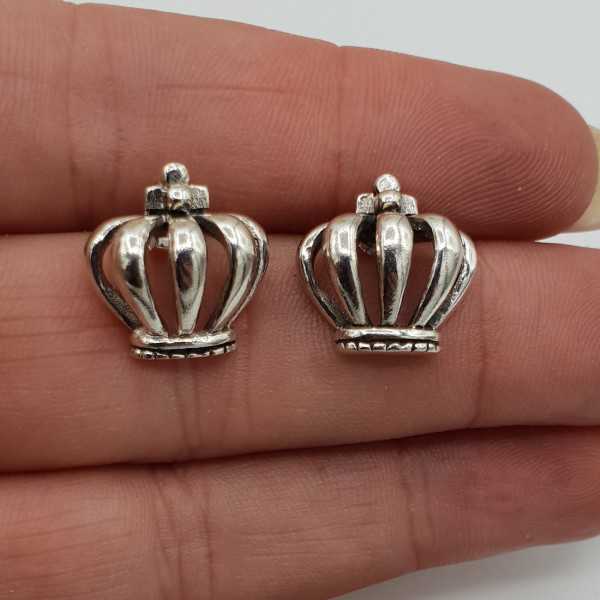 Silver oorknoppen crown