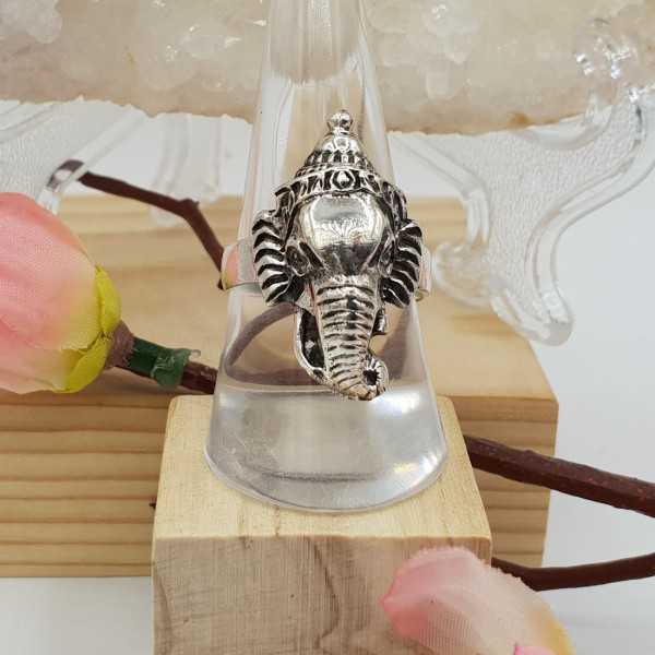 Silver Ganesha elephant ring 18.5 mm