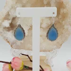 Silber-Ohrringe mit blauen Chalcedon