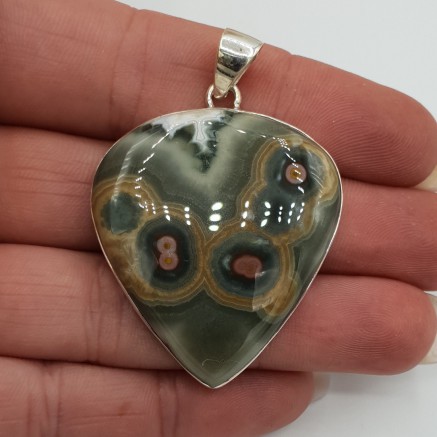 Zilveren hanger gezet met Oceaan Jaspis