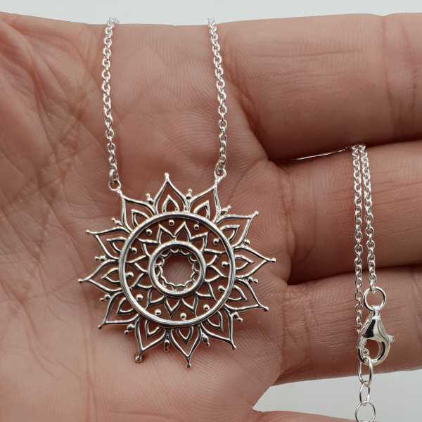 Silver necklace with mandala pendant