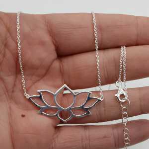 Silver necklace with large Lotus pendant