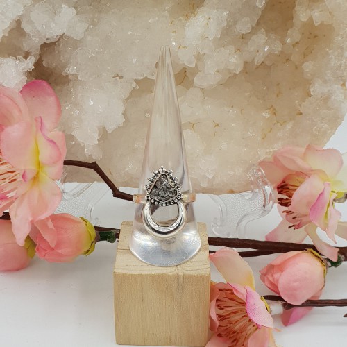 Zilveren maan ring gezet met Meteoriet Campo del Cielo 19 mm