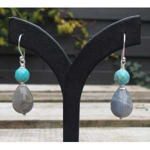 Silver earrings with Labradorite and blue Howliet