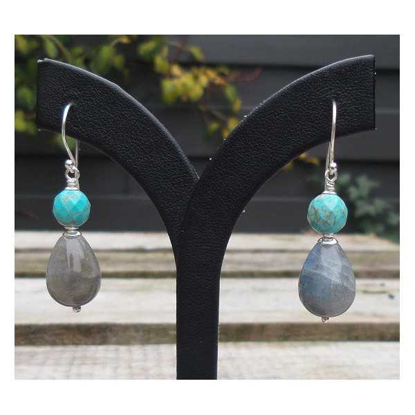 Silver earrings with Labradorite and blue Howliet