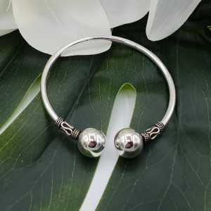 Silver bracelet / bangle bali style two large bulbs