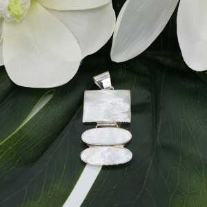 Silver pendant with rectangular and oval mother-of-Pearl