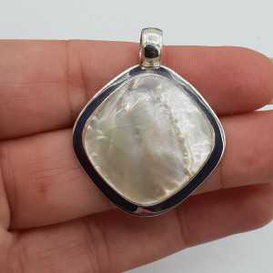 Silver pendant set with square mother-of-Pearl