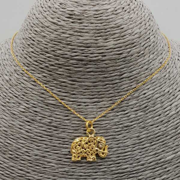 Gold plated necklace with elephant pendant