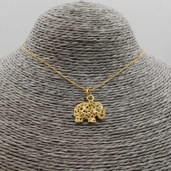 Gold plated necklace with elephant pendant