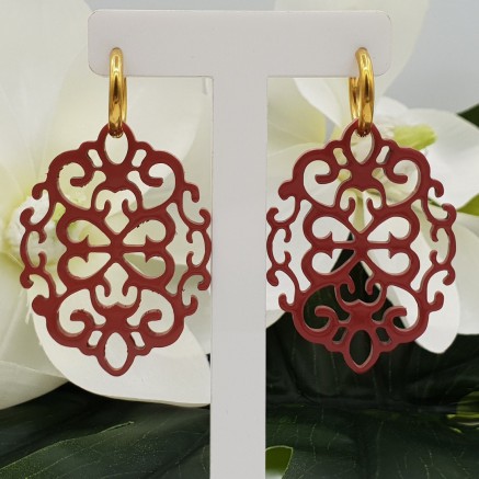 Creolen met gelakte Buffelhoorn hanger