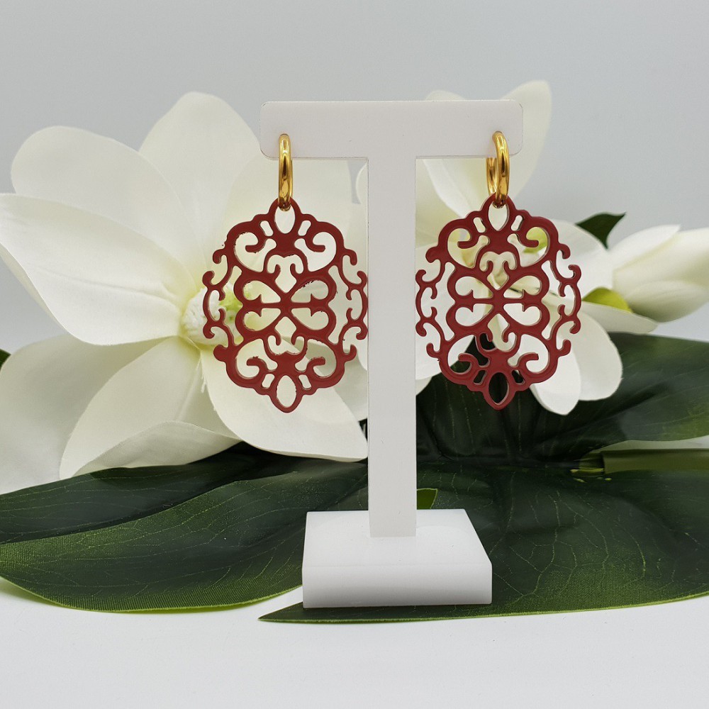 Creolen met gelakte Buffelhoorn hanger