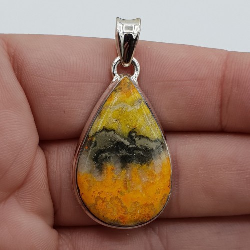 Zilveren hanger druppelvormige Eclipse steen