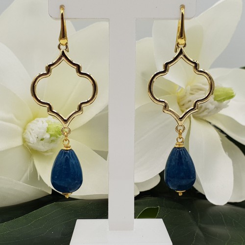 Vergulde oorbellen met Kwartsiet briolet