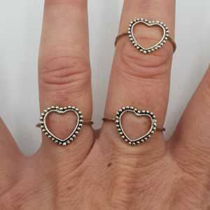 Silver open heart ring