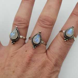 Silver ring set with teardrop Moonstone
