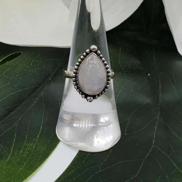 Silver ring with oval cabochon Moonstone