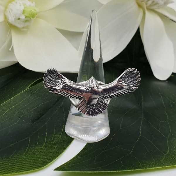 Zilveren adelaar ring verstelbaar