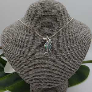 Silver pendant seahorse with Abalone shell