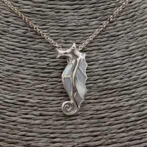 Silber Anhänger Seepferdchen set mit Mutter-of-Pearl