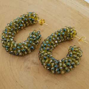 Glassberry creoles with sparkle green crystals