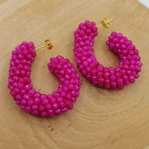 Glassberry creoles fuchsia pink crystals