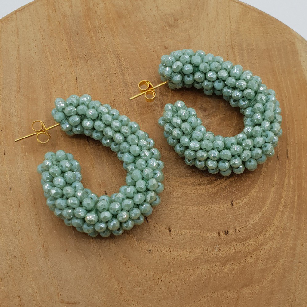 Glassberry creoles mint green crystals