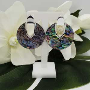 Silver coloured earrings with Abalone shell