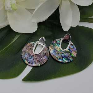Silver coloured earrings with Abalone shell