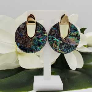 Gold colored earrings with Abalone shell