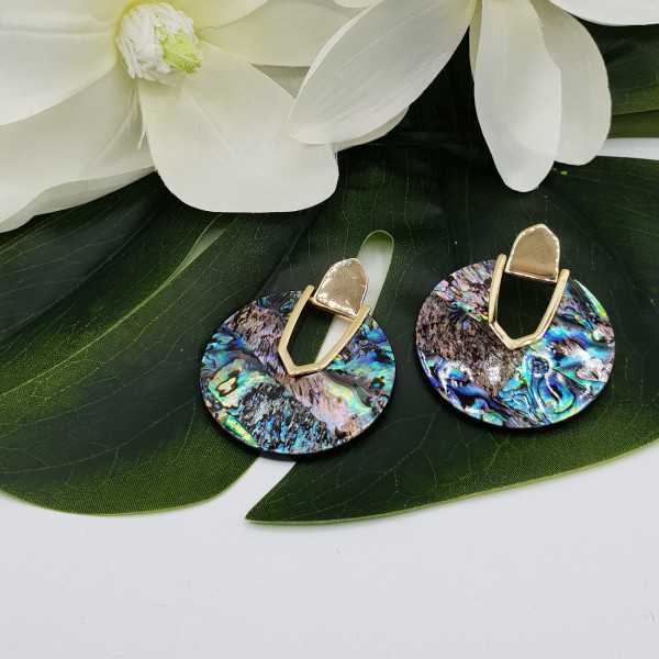 Gold colored earrings with Abalone shell