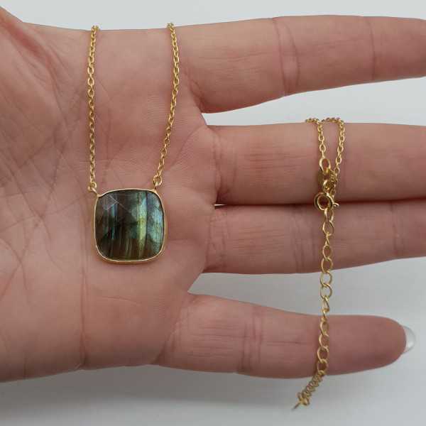 Gold plated necklace with pendant with Labradorite