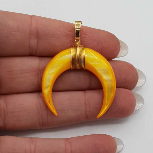 Gold plated moon / horn pendant yellow mother of Pearl