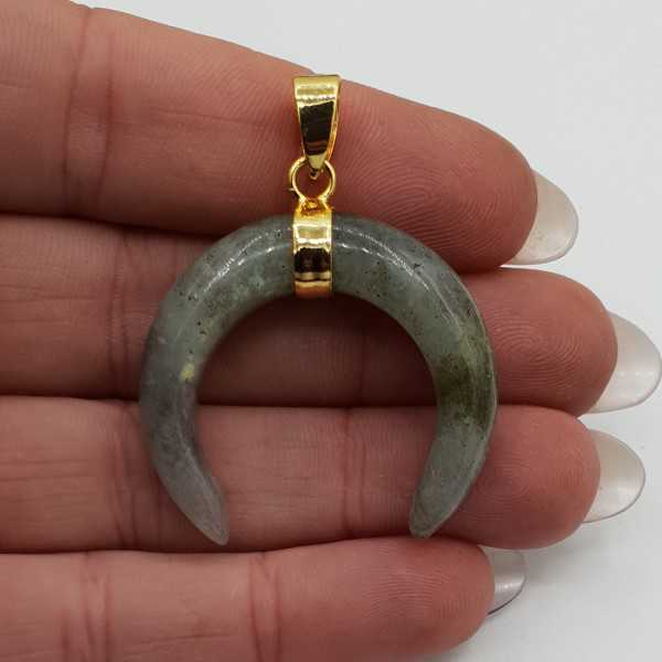 Gold plated moon / horn pendant Labradorite