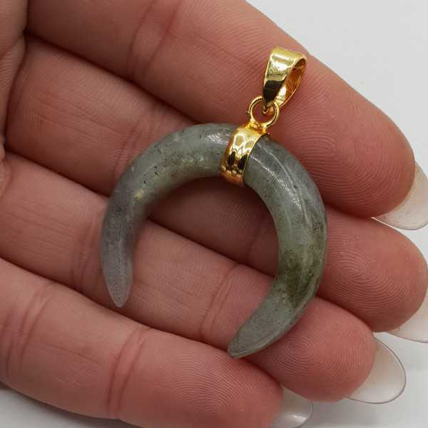 Gold plated moon / horn pendant Labradorite