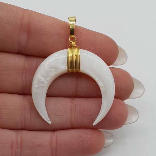 Gold plated moon / horn pendant mother of Pearl