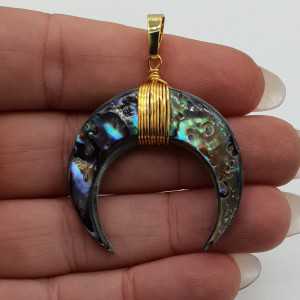 Gold plated moon / horn pendant Abalone shell