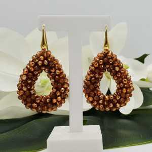 Gold plated glassberry blackberry earrings open drop of amber gold crystals