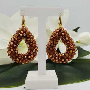 Gold plated glassberry blackberry earrings open drop of amber gold crystals