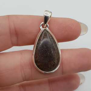 Silver pendant with drop-shaped black Matrix Opal