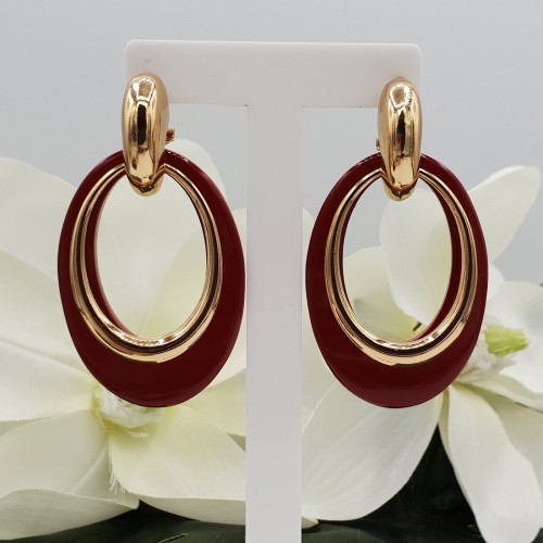 Creolen met rode Buffelhoorn hanger