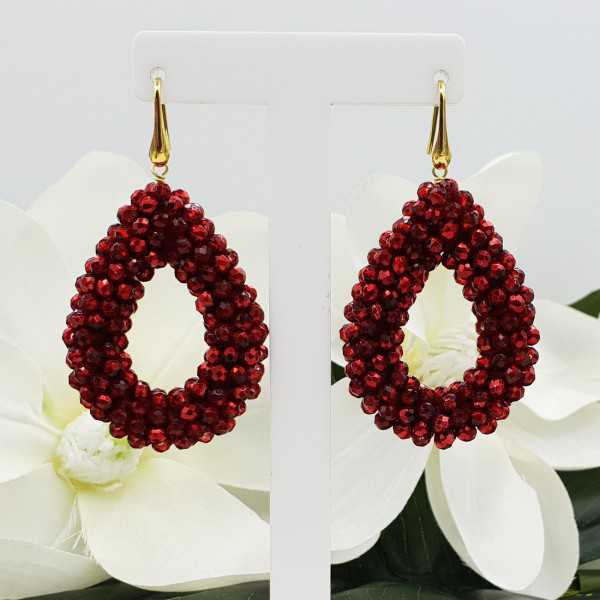 Vergoldete glassberry blackberry Ohrringe öffnen drop-metallic-rote Kristalle
