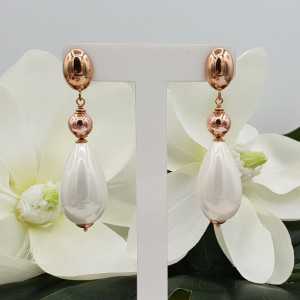 Rosé gold-plated earrings with shell Pearl