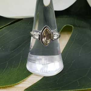 Silber ring set mit marquise Citrin 17,5 mm