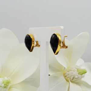 Gold plated oorknoppen set with black Onyx