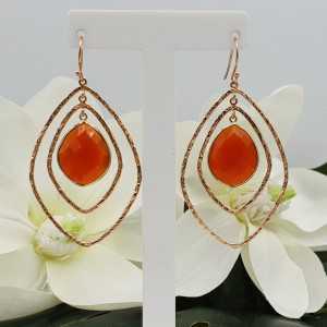 Rosé gold plated earrings set with Carnelian